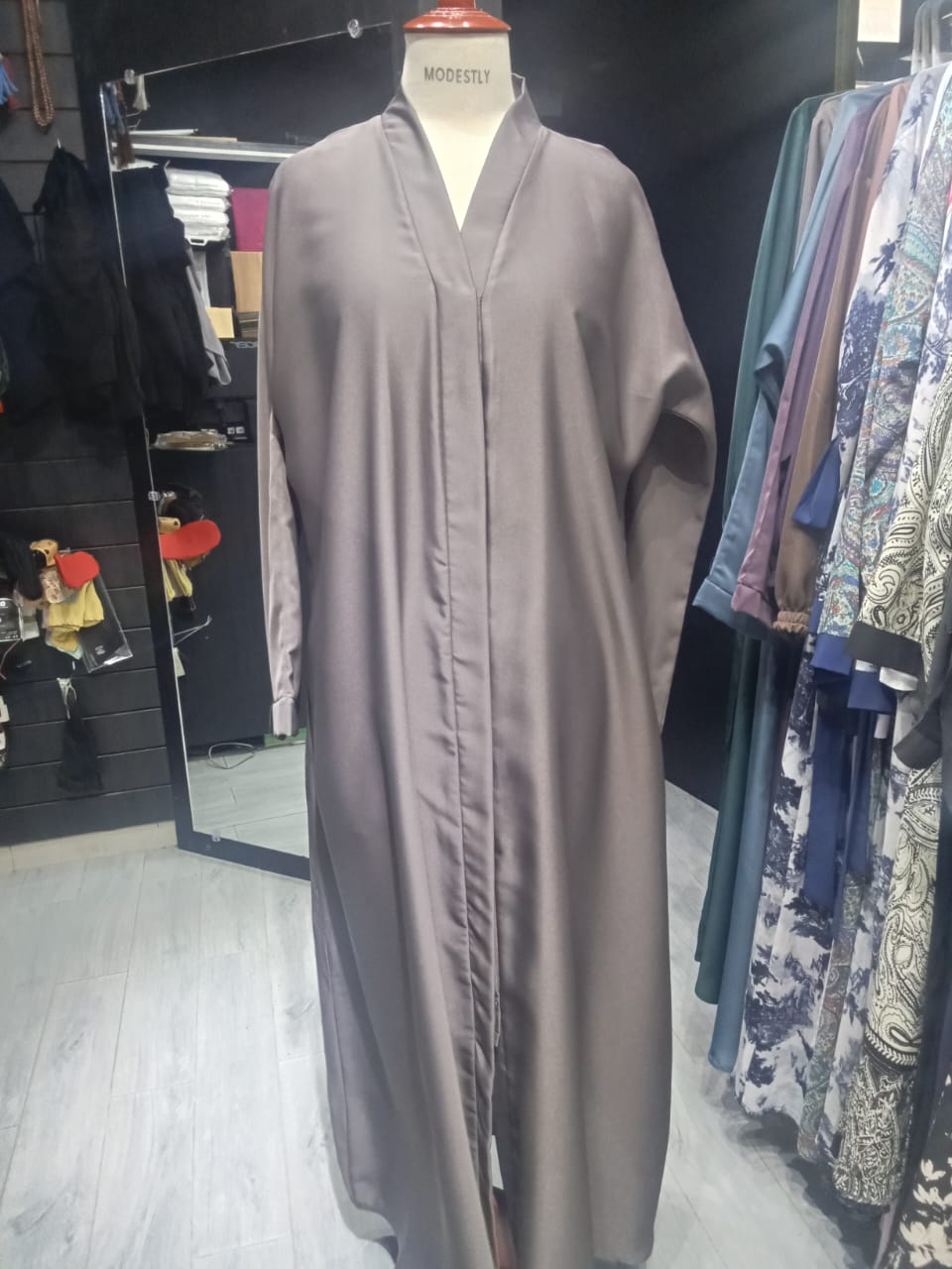 Open Front Nida Abaya – Korean Nida Fabric in Light Beige