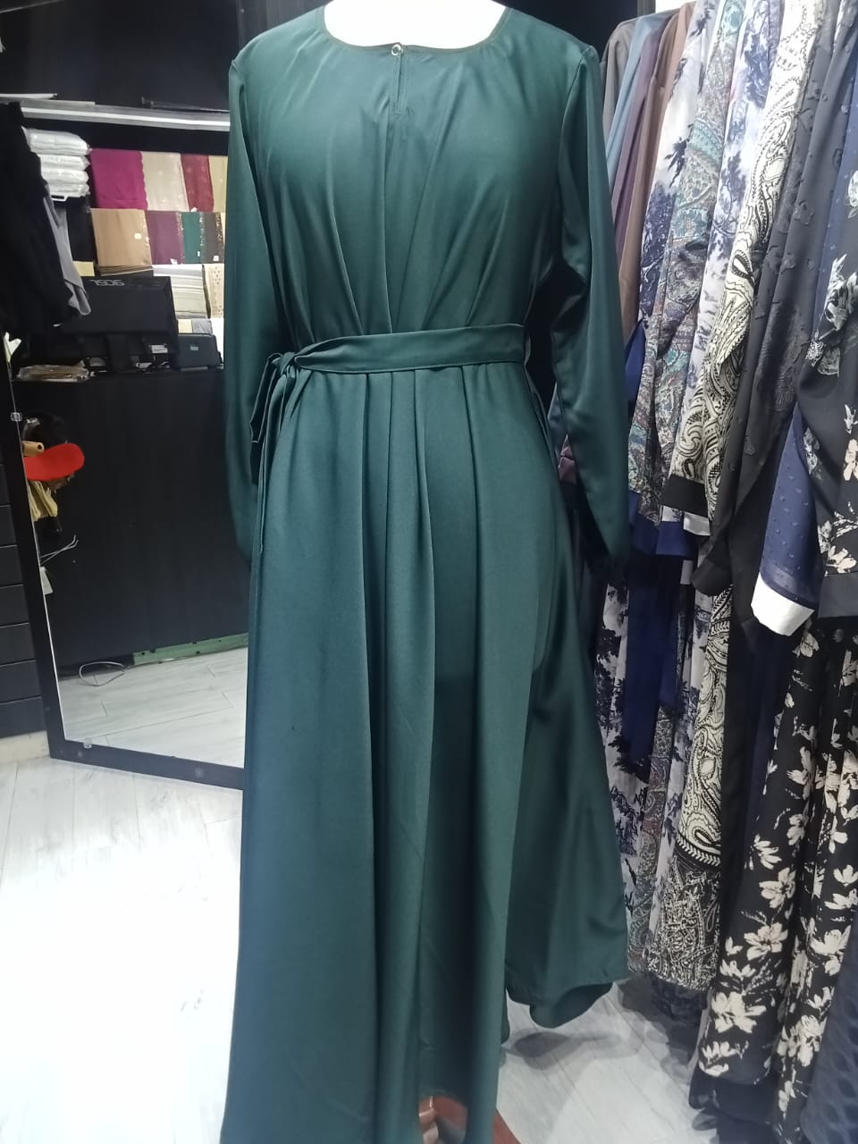 Big Flare Maxi Style Nida Abaya with Belt – Olive Green