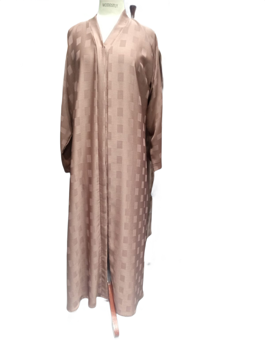 Korean Zoom Nida Self Print Open Front Abaya