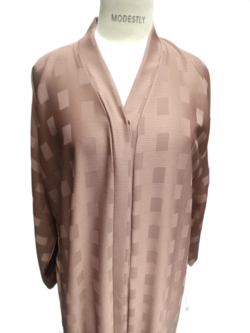 Korean Zoom Nida Self Print Open Front Abaya