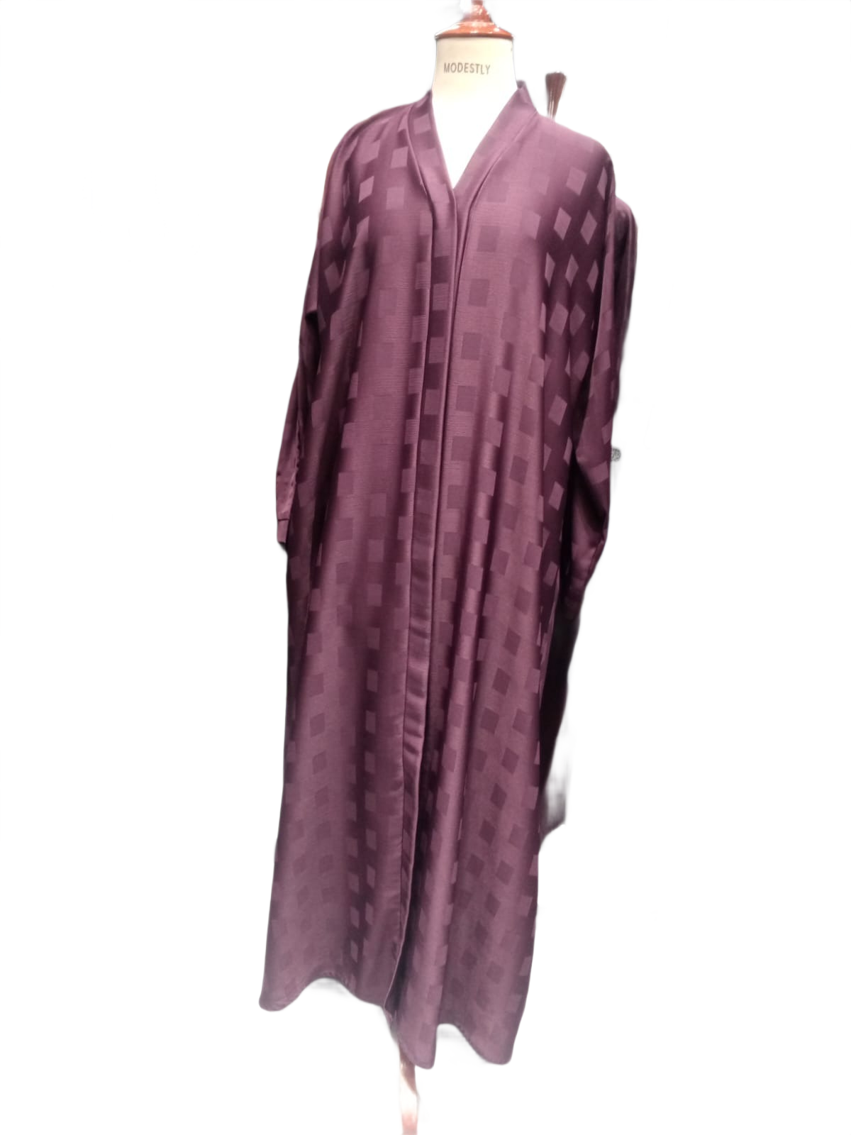 Korean Zoom Nida Self Print Open Front Abaya