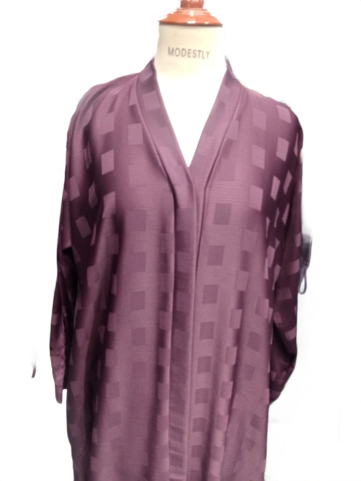 Korean Zoom Nida Self Print Open Front Abaya