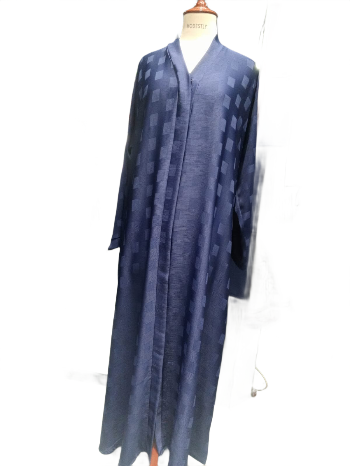 Korean Zoom Nida Self Print Open Front Abaya