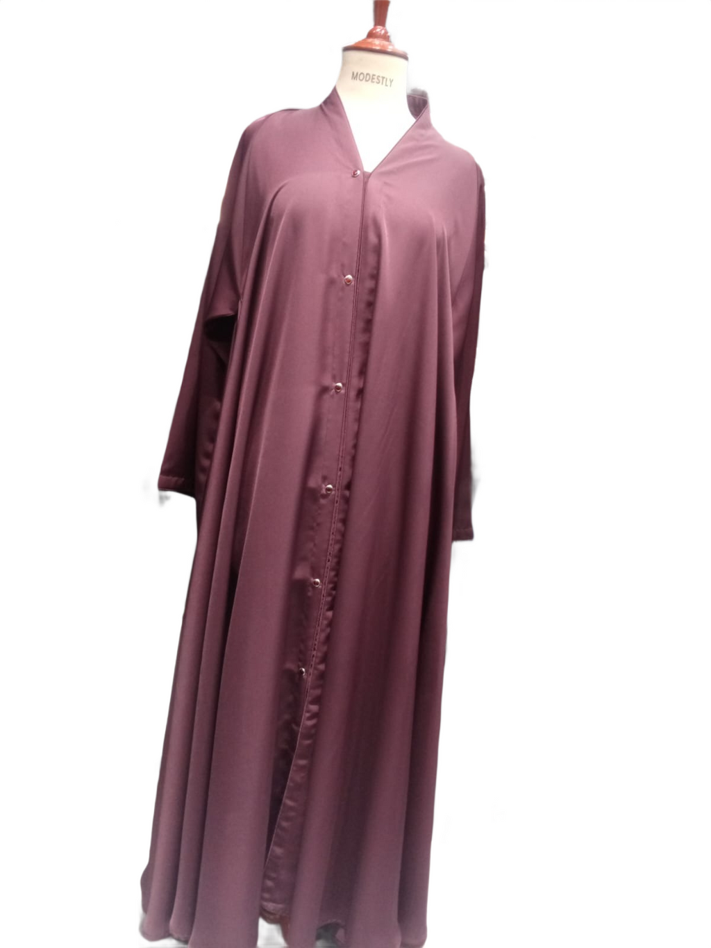 Maroon Nida Open Front Abaya with Big Flare
