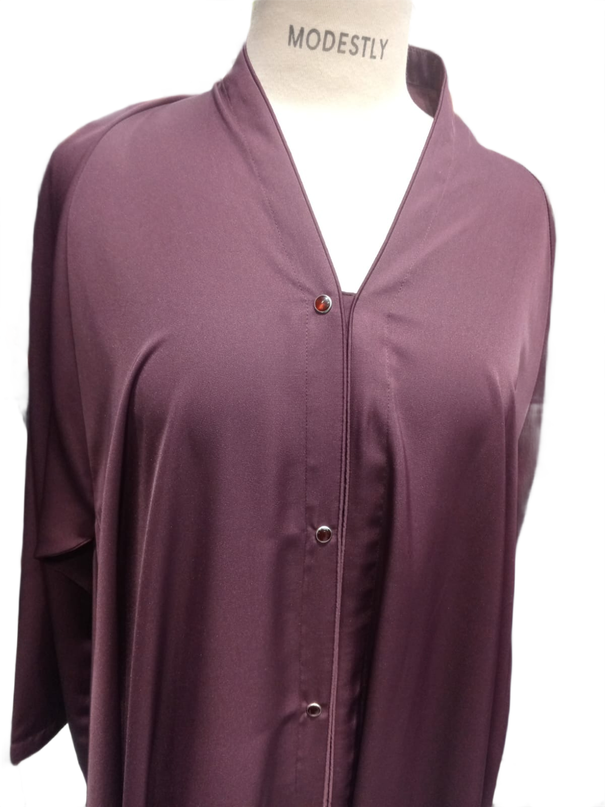 Maroon Nida Open Front Abaya with Big Flare