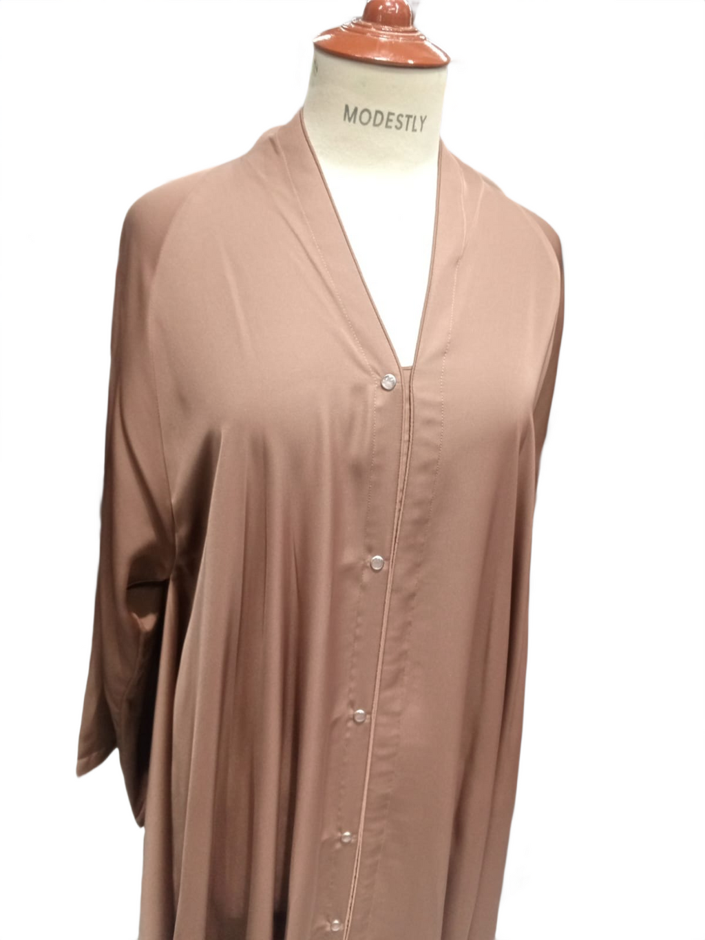 Beige Nida Open Front Abaya with Big Flare