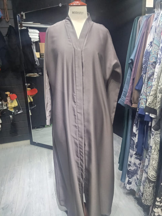 Open Front Nida Abaya – Korean Nida Fabric in Light Beige