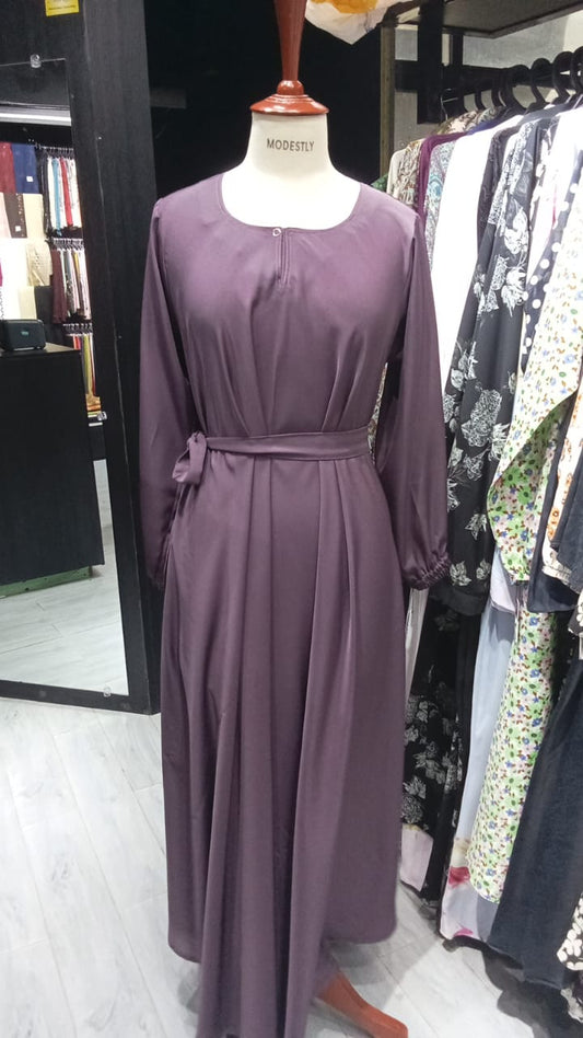 Maxi Big Flare Korean Nida Abaya with Elastic Sleeves – Purple