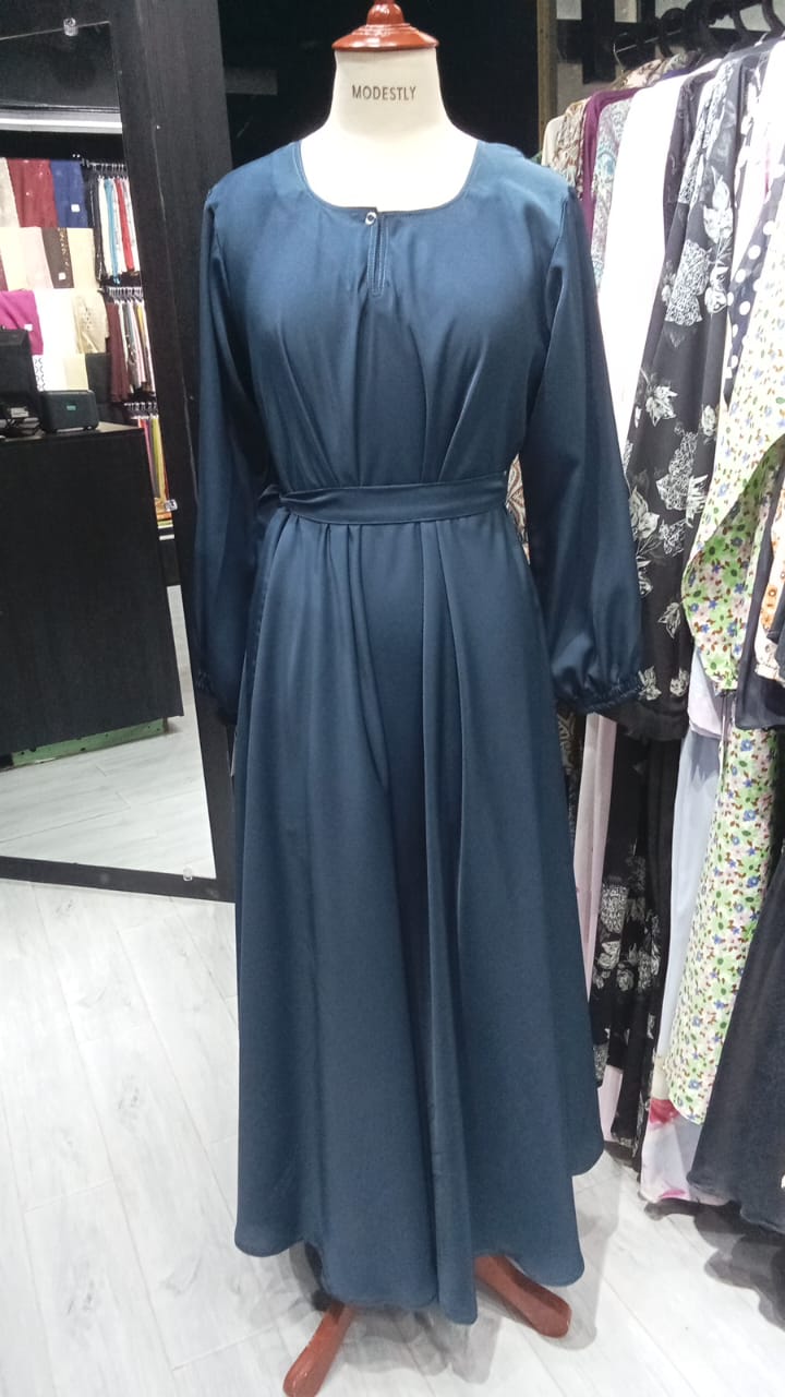 Maxi Big Flare Korean Nida Abaya with Elastic Sleeves – Teal