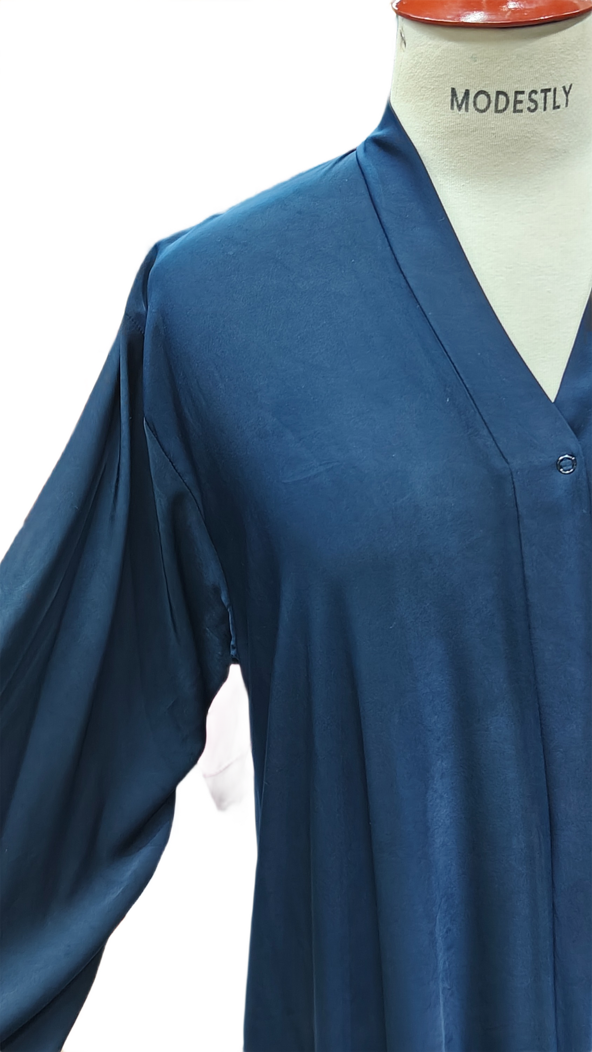Korean Stretchy Jersey Open Front Abaya in Navy Blue