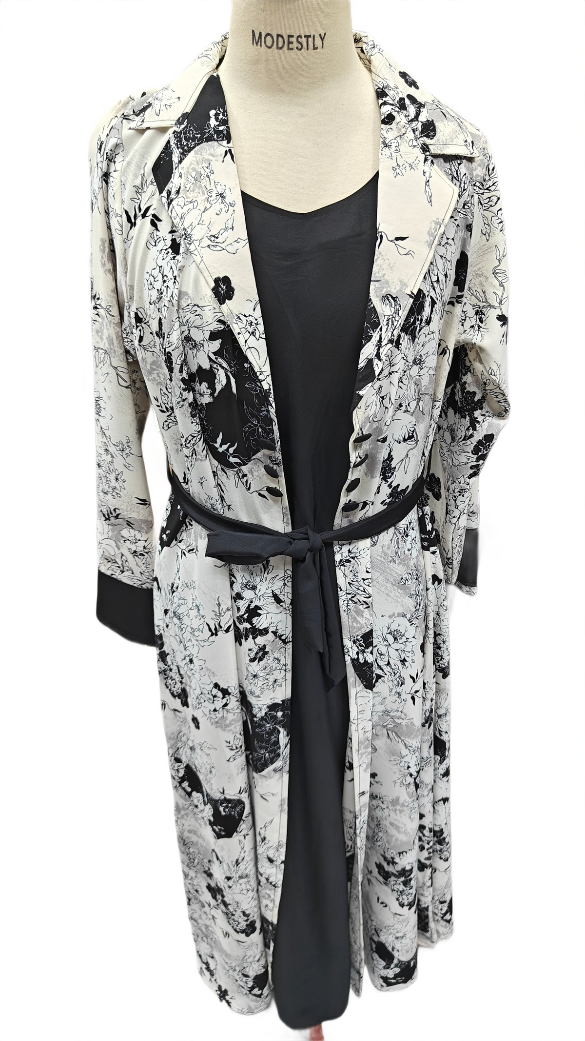 Elegant Printed Chiffon Double Abaya
