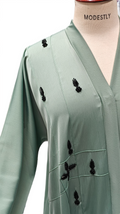 Korean Nida Silk Abaya with Handcrafted Bead Detailing