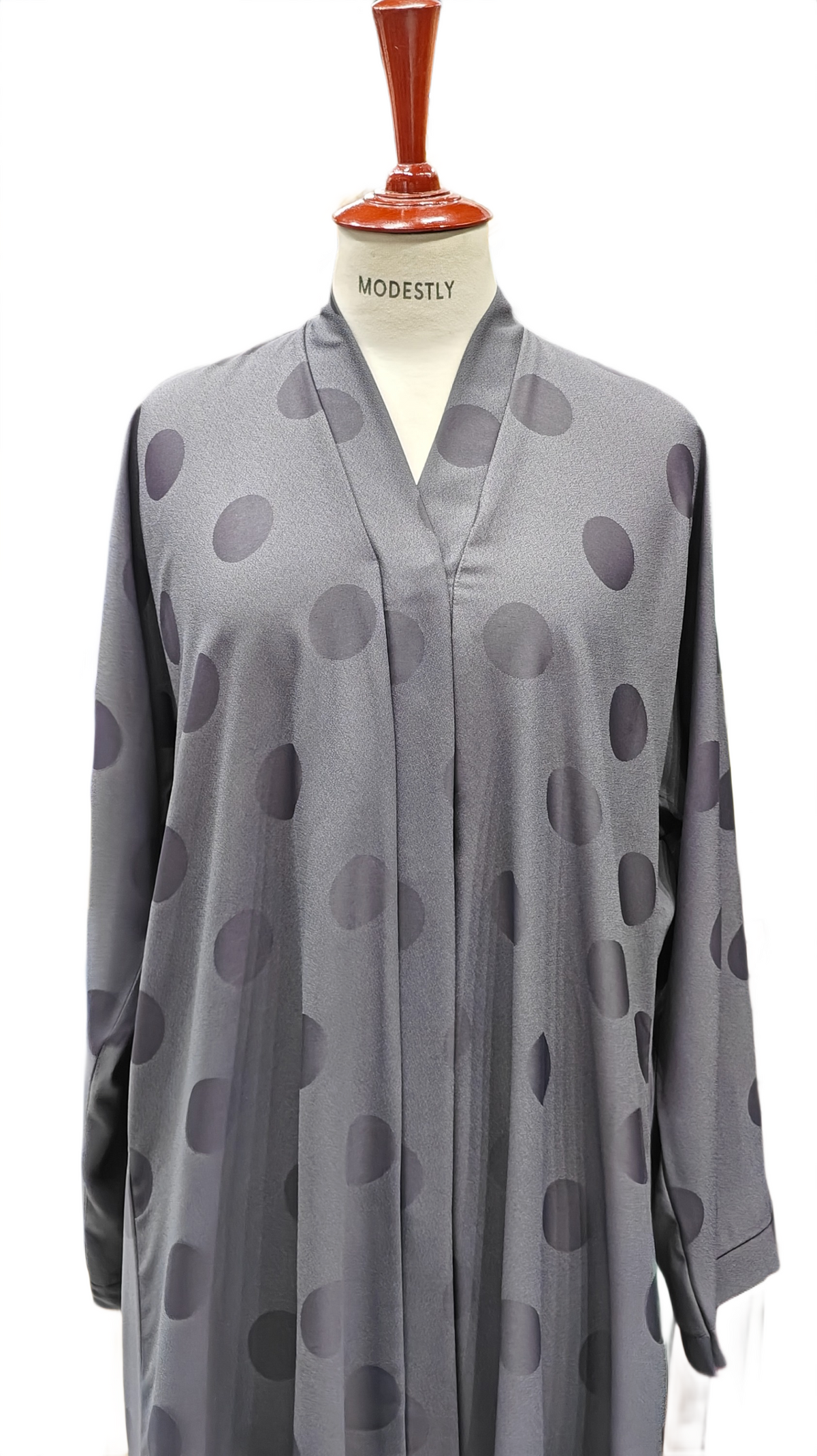Polka Dot Korean Nida Silk Open Front Abaya