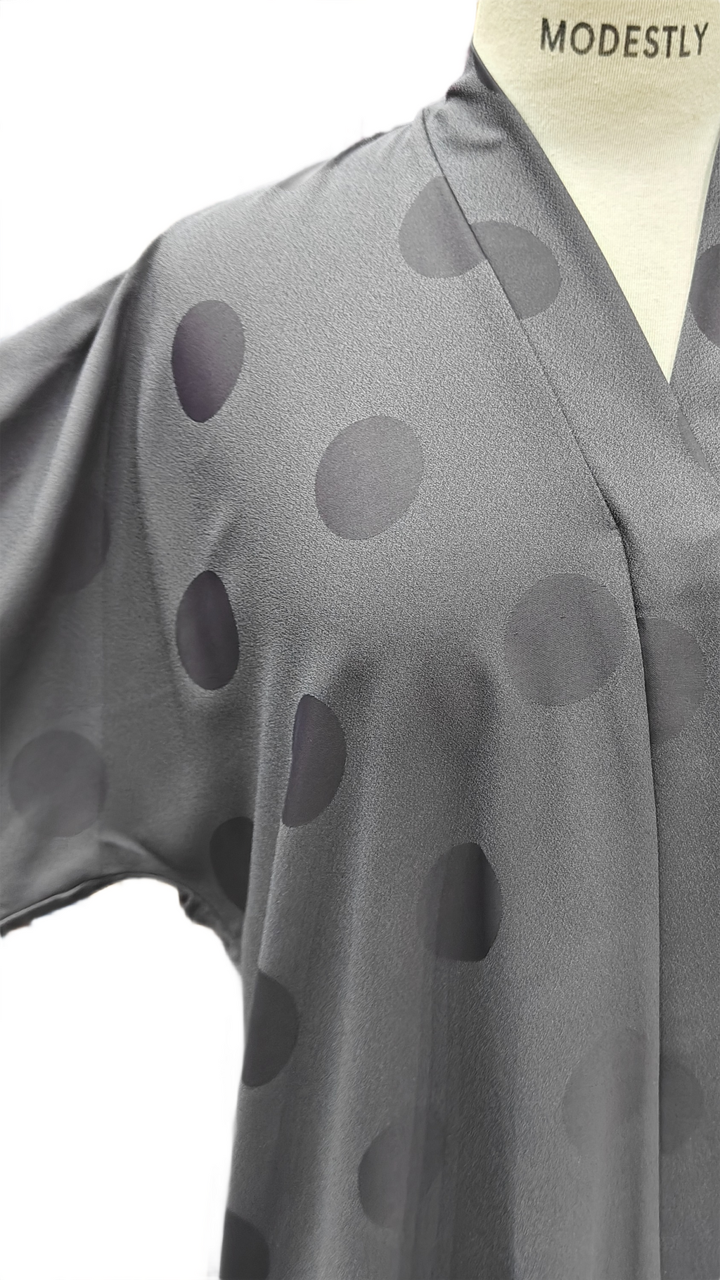 Polka Dot Korean Nida Silk Open Front Abaya