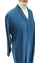 Korean Stretchy Jersey Open Front Abaya in Navy Blue