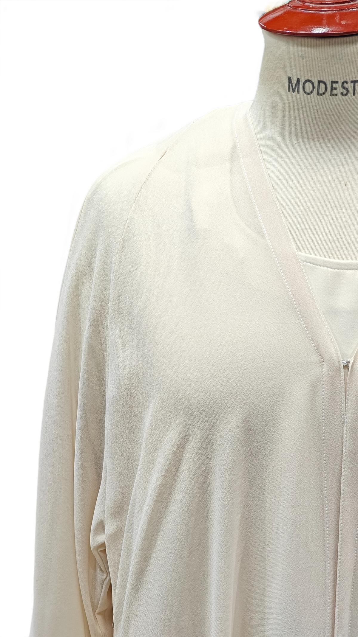 Two Piece Abaya Set in Beige with Silk Inner and Chiffon Upper